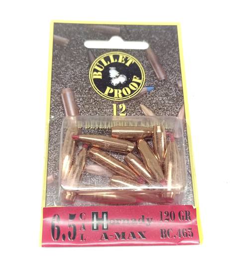 Hornady Bullet Proof Projectiles 6.5mm 120gr A-Max (x12)